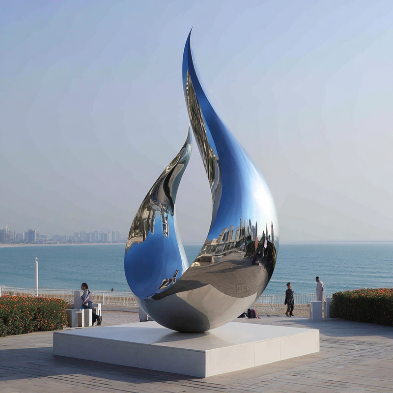 Stainless Steel Sculptures in Dubai: The Perfect Match for a Modern City - Showcase - 2 stainless steel abstract sculpture for Dubai seaside