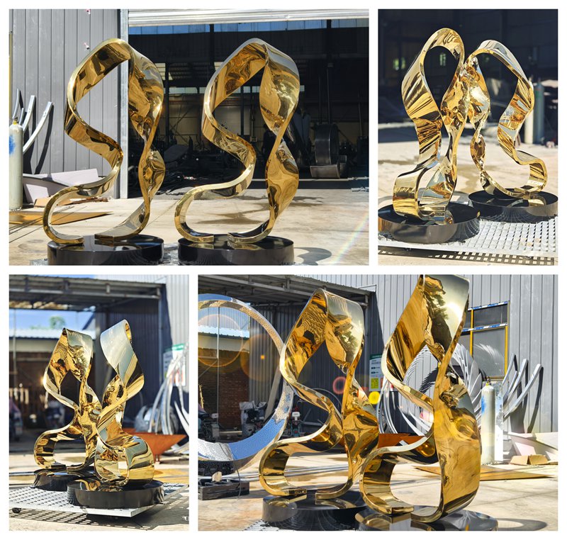 large stainless steel abstract art sculpture