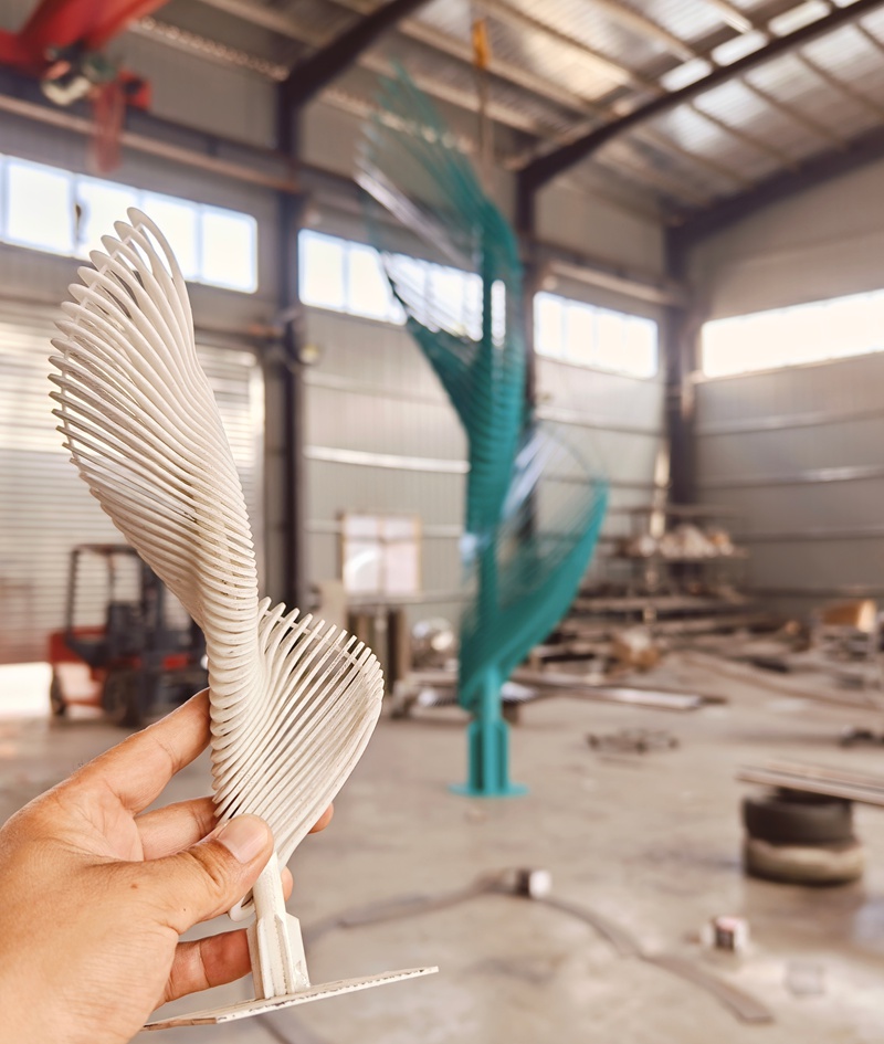 Large outdoor colorful abstract sculpture