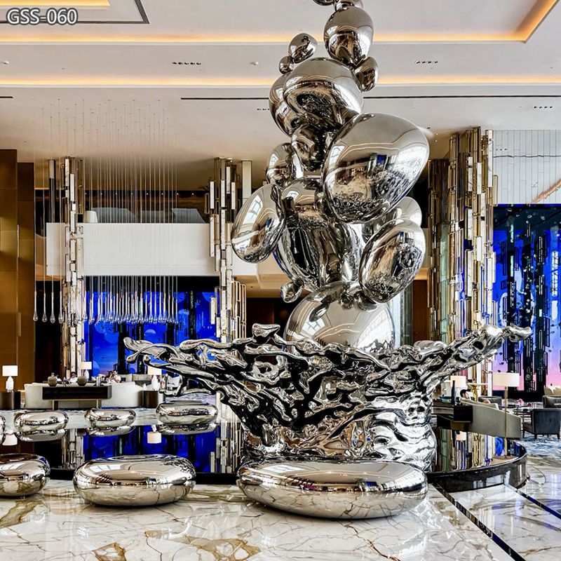 stainless steel Water Drop and Wave Sculpture for Hotel