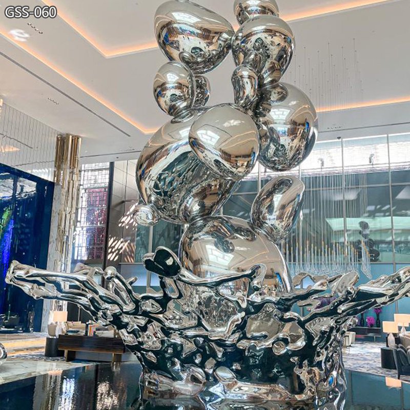 stainless steel Water Drop and Wave Sculpture for Hotel