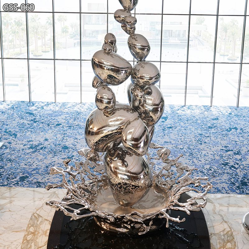 stainless steel Water Drop and Wave Sculpture for Hotel