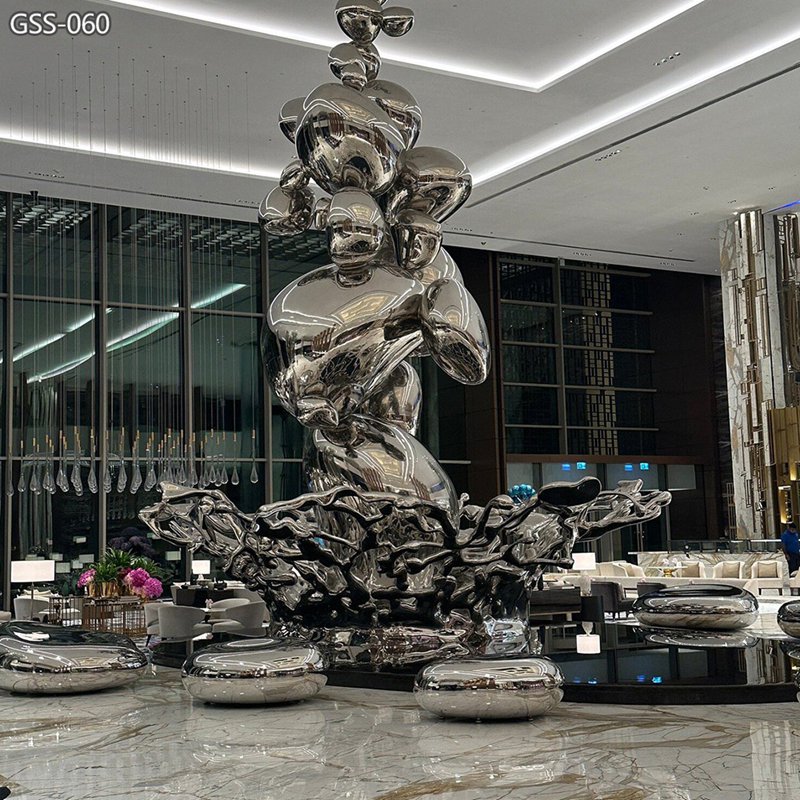 stainless steel Water Drop and Wave Sculpture for Hotel