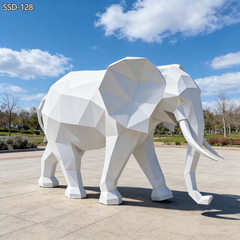 White Geometric Elephant Sculpture SSD-128 White Geometric Elephant Sculpture SSD-128