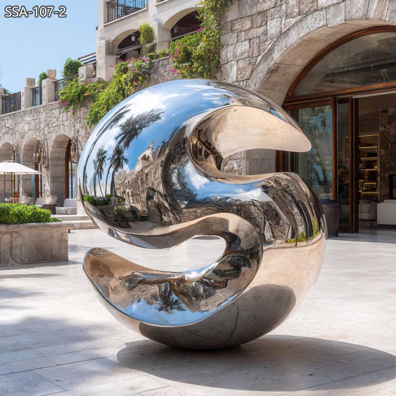 Hand Forged Stainless Steel Abstract Sphere Sculpture