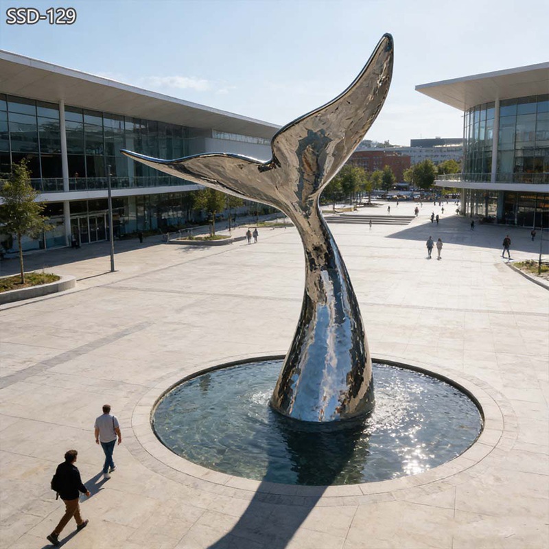 modern Stainless Steel Whale Tail Sculpture