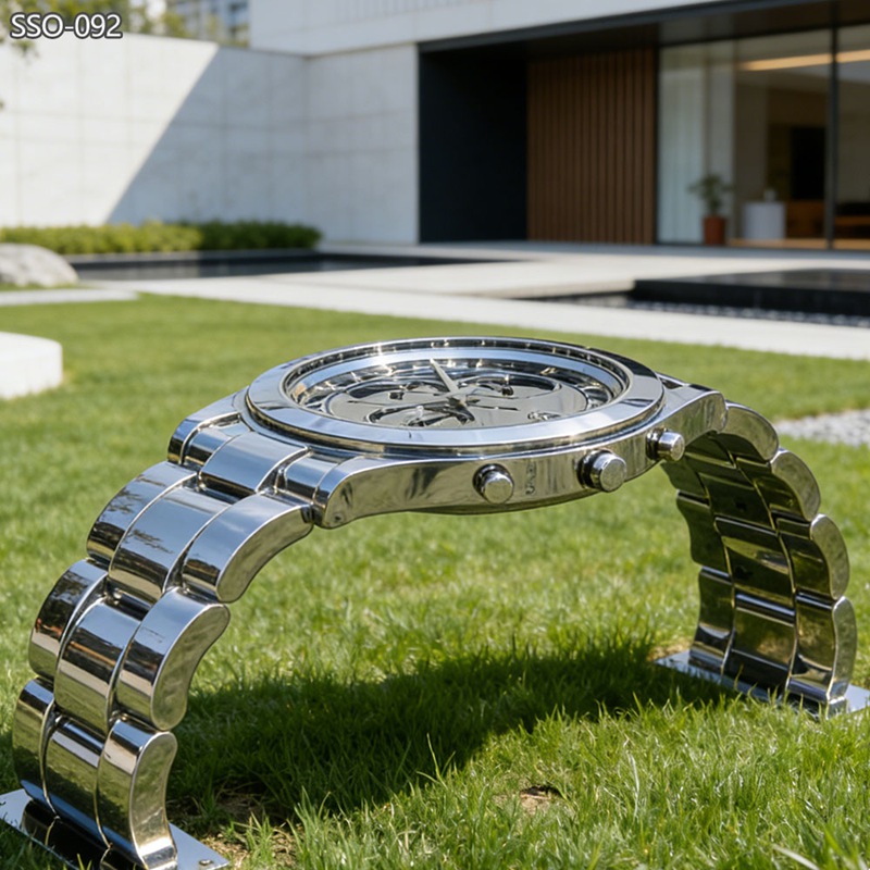 Modern Stainless Steel Watch Sculpture SSO-092 - Garden Metal Sculpture - 4 modern metal watch sculpture