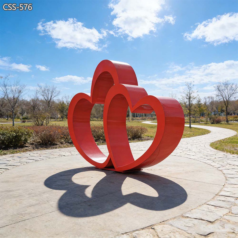 Red Stainless Steel Heart Sculpture CSS-576 - Garden Metal Sculpture - 1 LARGE OUTDOOR Red Stainless Steel Heart Sculpture