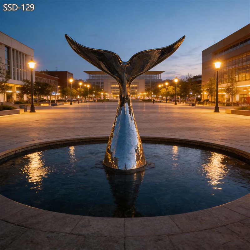 large Stainless Steel Whale Tail Sculpture