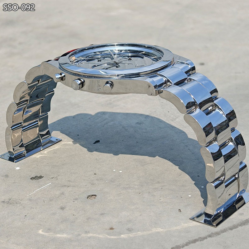 Modern Stainless Steel Watch Sculpture SSO-092 - Garden Metal Sculpture - 3 modern metal watch sculpture