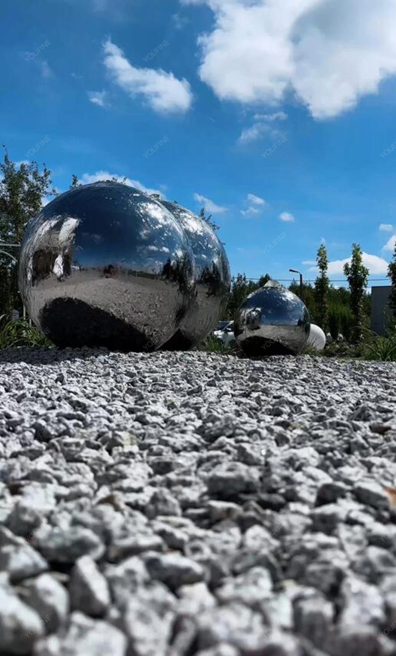 hotel sculpture - modern stainless steel ball water fountain