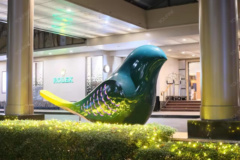hotel sculpture - modern stainless steel bird sculpture for hotel entrance