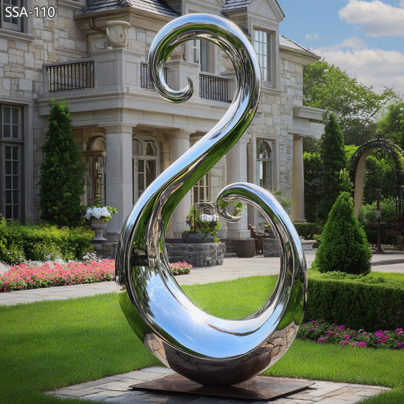 Abstract Stainless Steel Modern Swan Sculpture