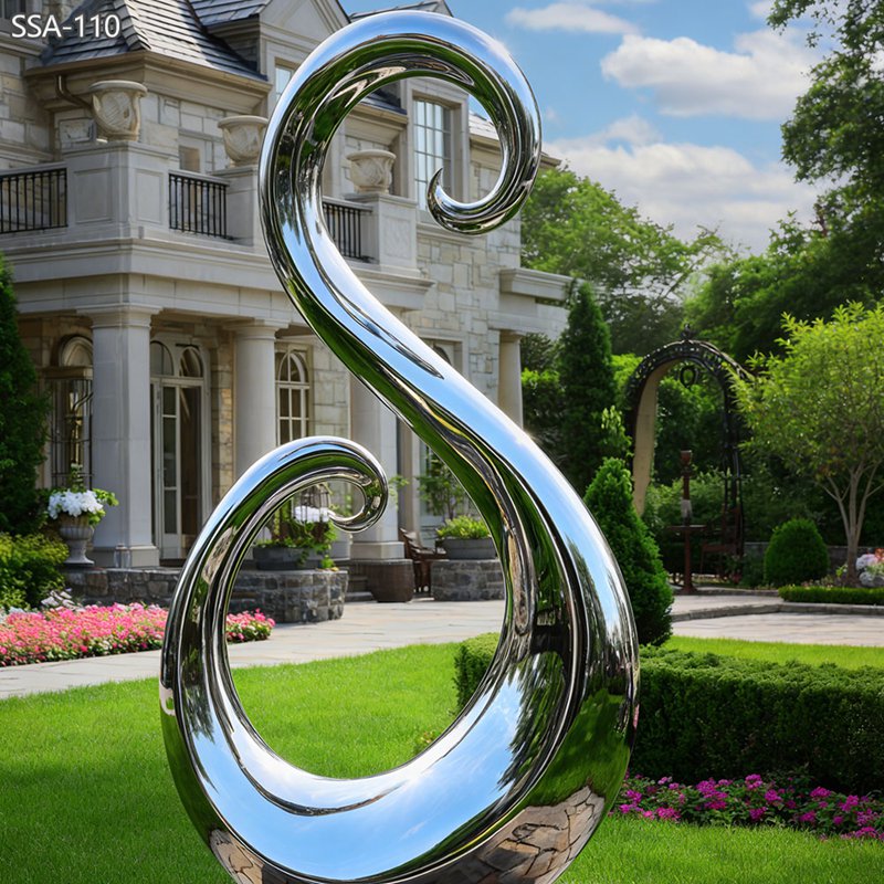 Abstract Stainless Steel Modern Swan Sculpture - Garden Metal Sculpture - 5 High-Polished Abstract sculpture