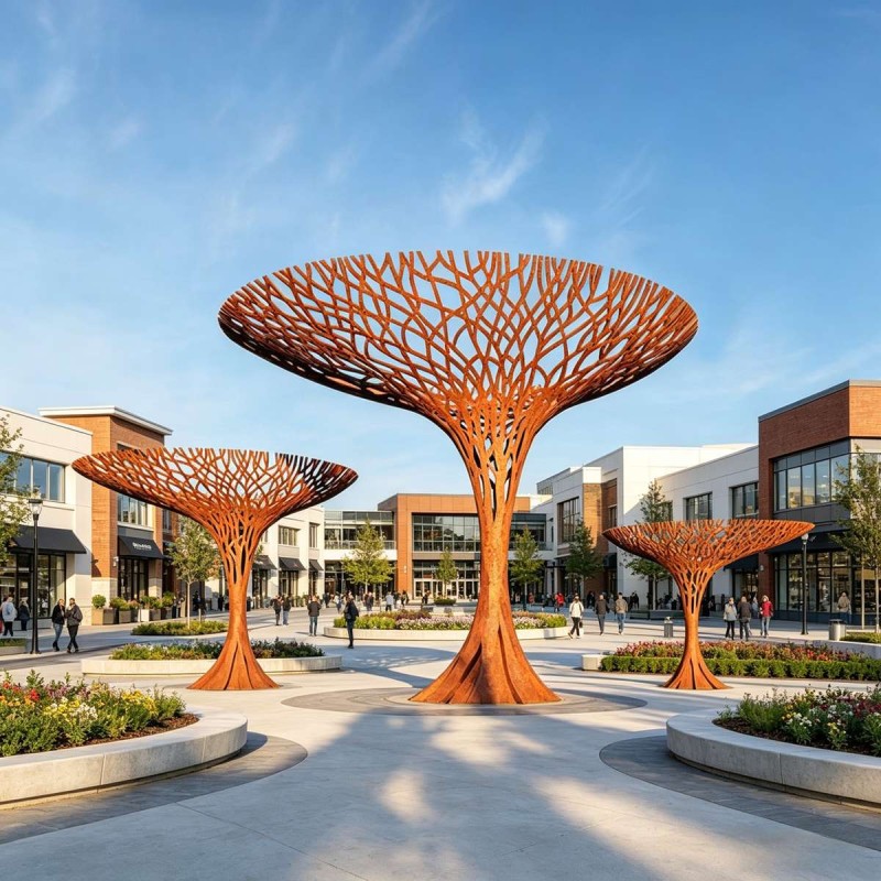 Large Steel Tree Sculptures with Abstract Canopy CSS-832