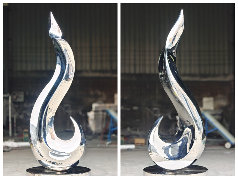 stainless steel mirror polished abstract sculpture