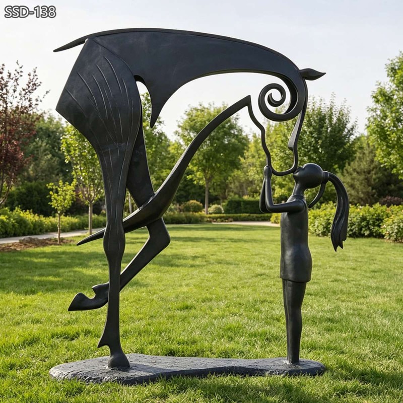 Abstract Horse and Girl Sculpture