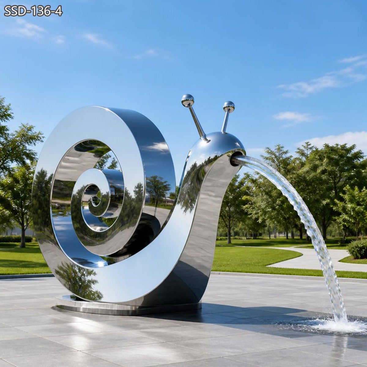 Stainless Steel Snail Fountain Sculpture for outdoor park 