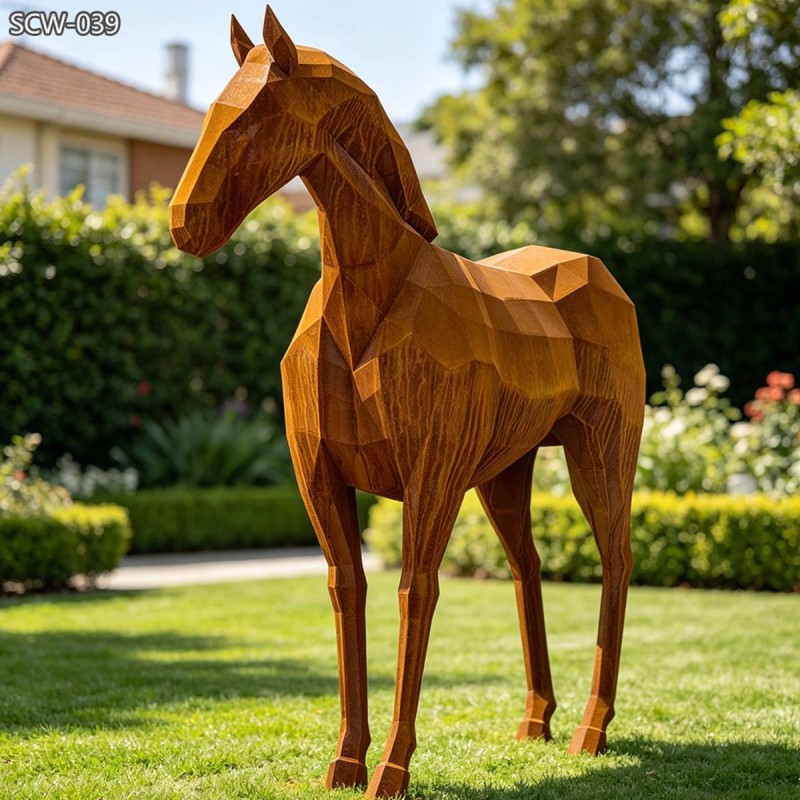 Geometric Corten Steel Horse Sculpture