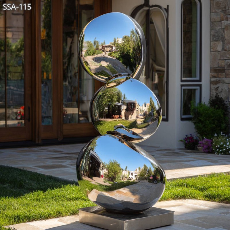 Mirror Polished Pebble Stacking Sculpture for Modern Garden Mirror Polished Pebble Stacking Sculpture for Modern Garden