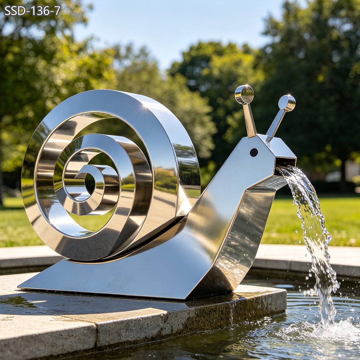 Stainless Steel Snail Fountain Sculpture for villa