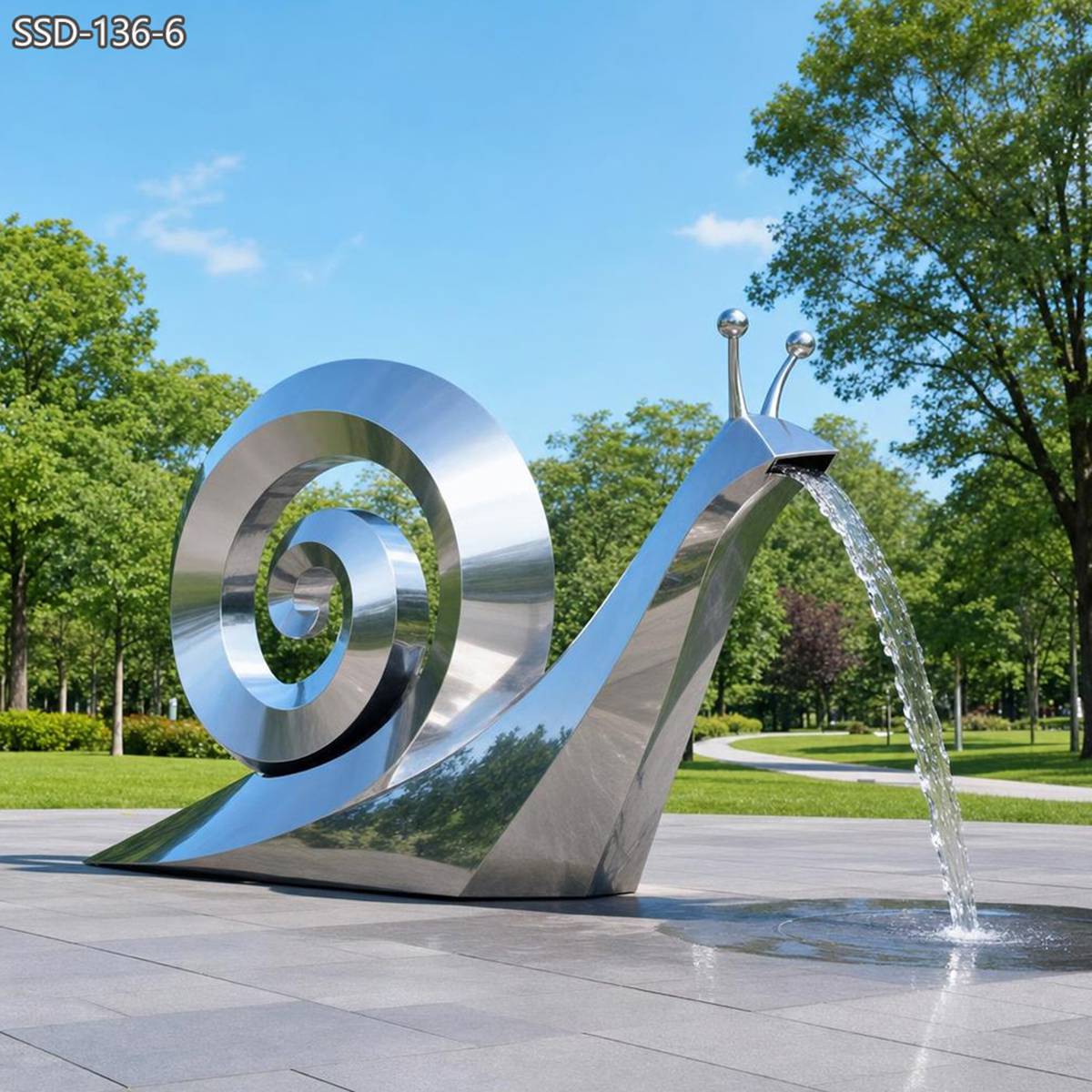 modern Stainless Steel Snail Fountain Sculpture