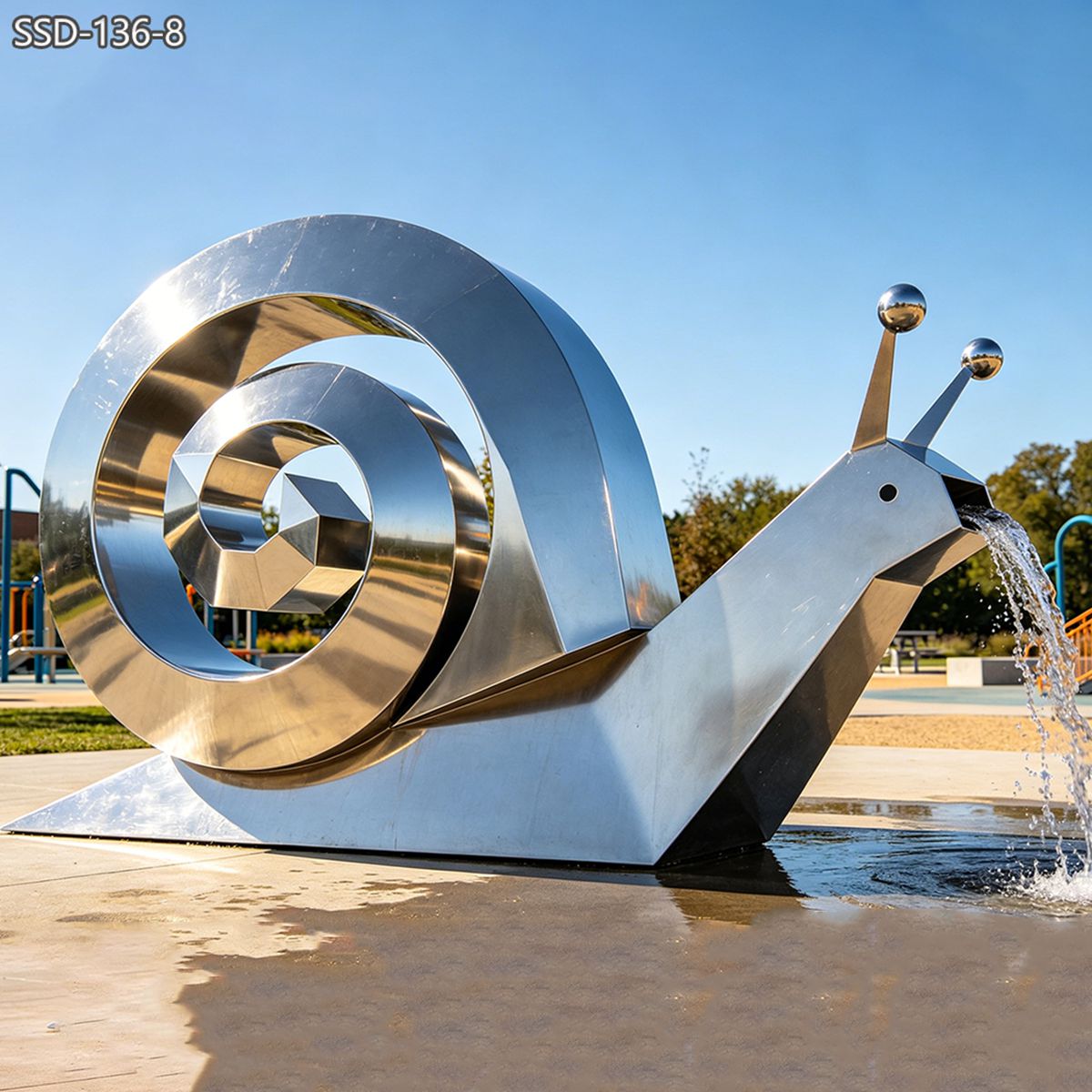 Stainless Steel Snail Fountain Sculpture for outdoor