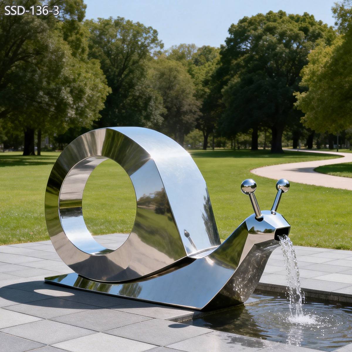 park Stainless Steel Snail Fountain Sculpture