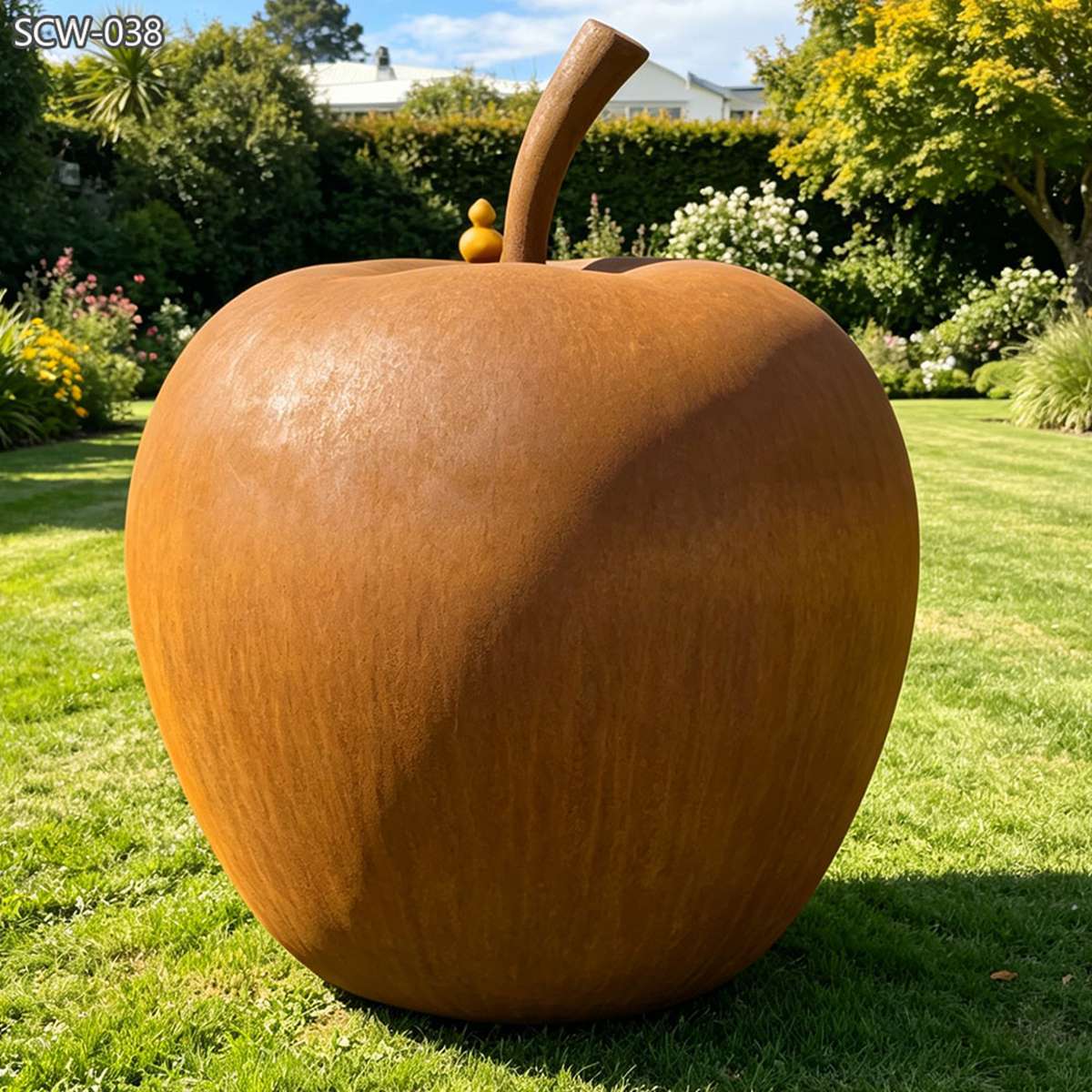 high quality corten steel apple sculpture