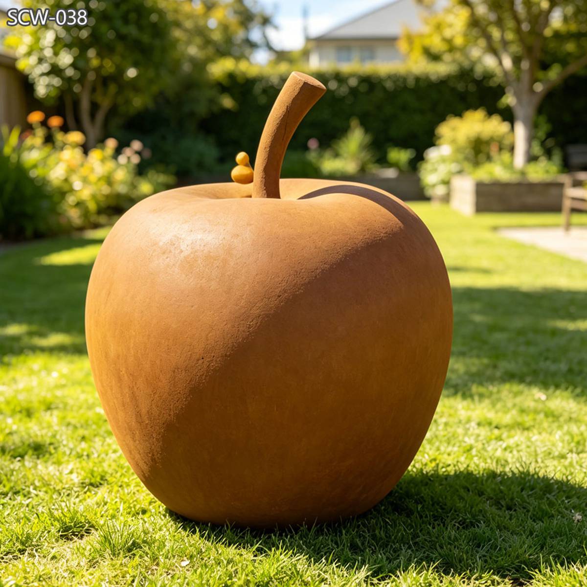 high quality corten steel apple sculpture for lawn