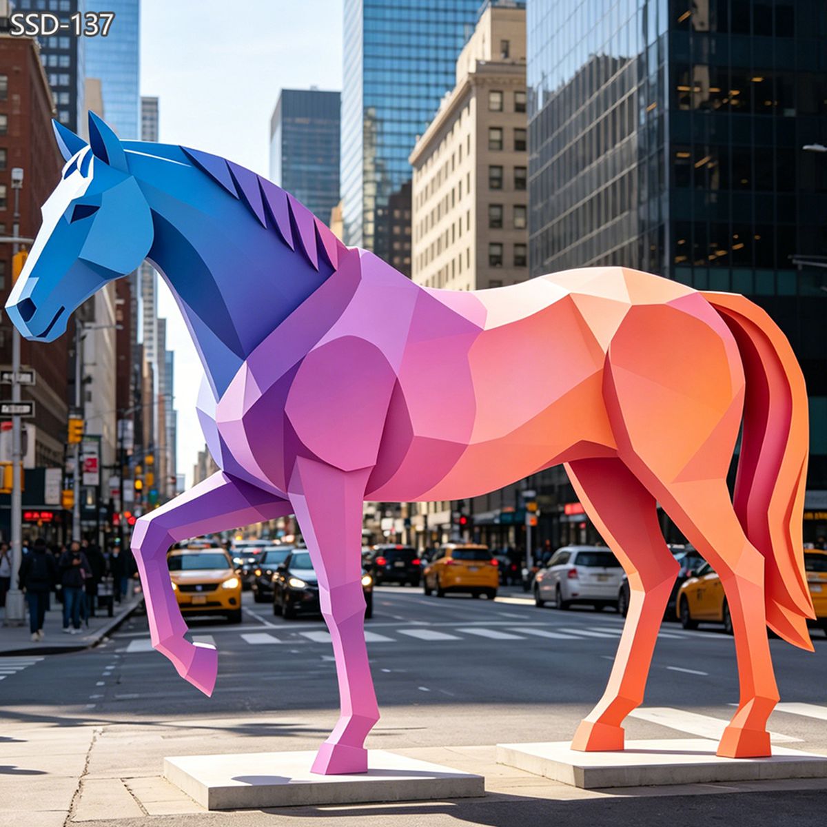 Modern Life Size Horse Statue - Stainless Steel Horse Sculpture | Modern & Life Size Statues for Sale - 2 modern metal life size horse statue