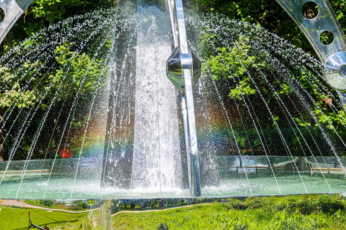 details of Stainless Steel UFO Fountain Sculpture
