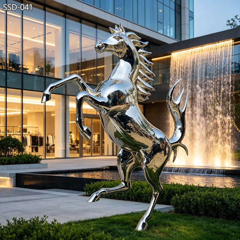 Mirror Polished Ferrari Horse Sculpture Mirror Polished Ferrari Horse Sculpture