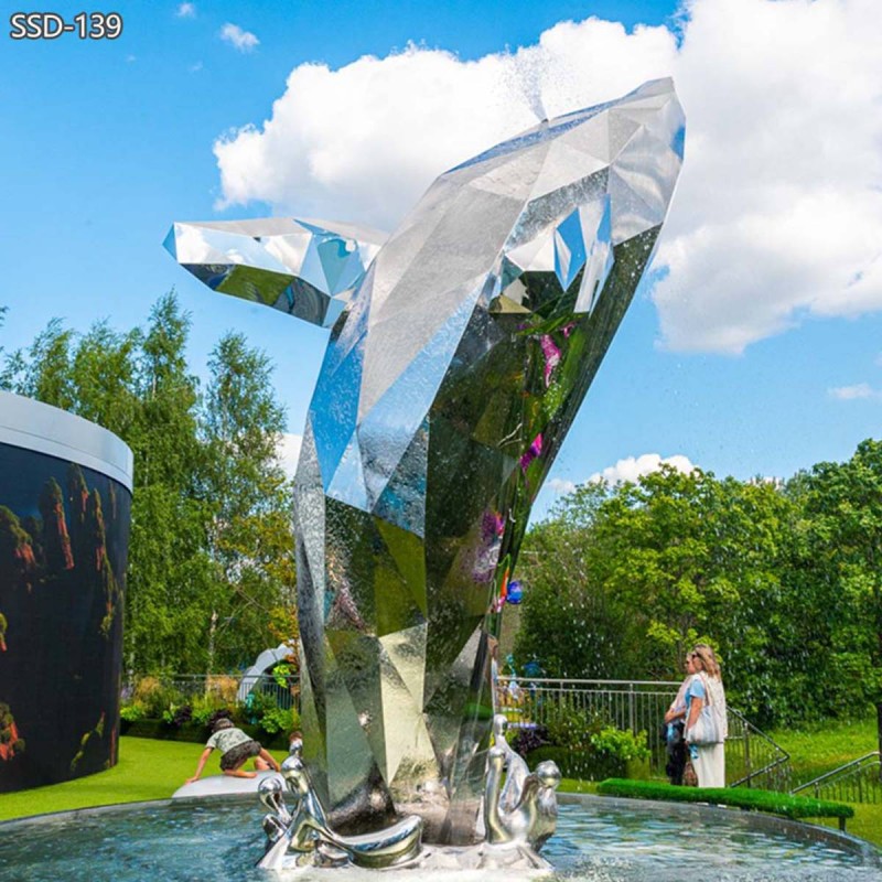 Modern Geometric Whale Fountain Sculpture Modern Geometric Whale Fountain Sculpture
