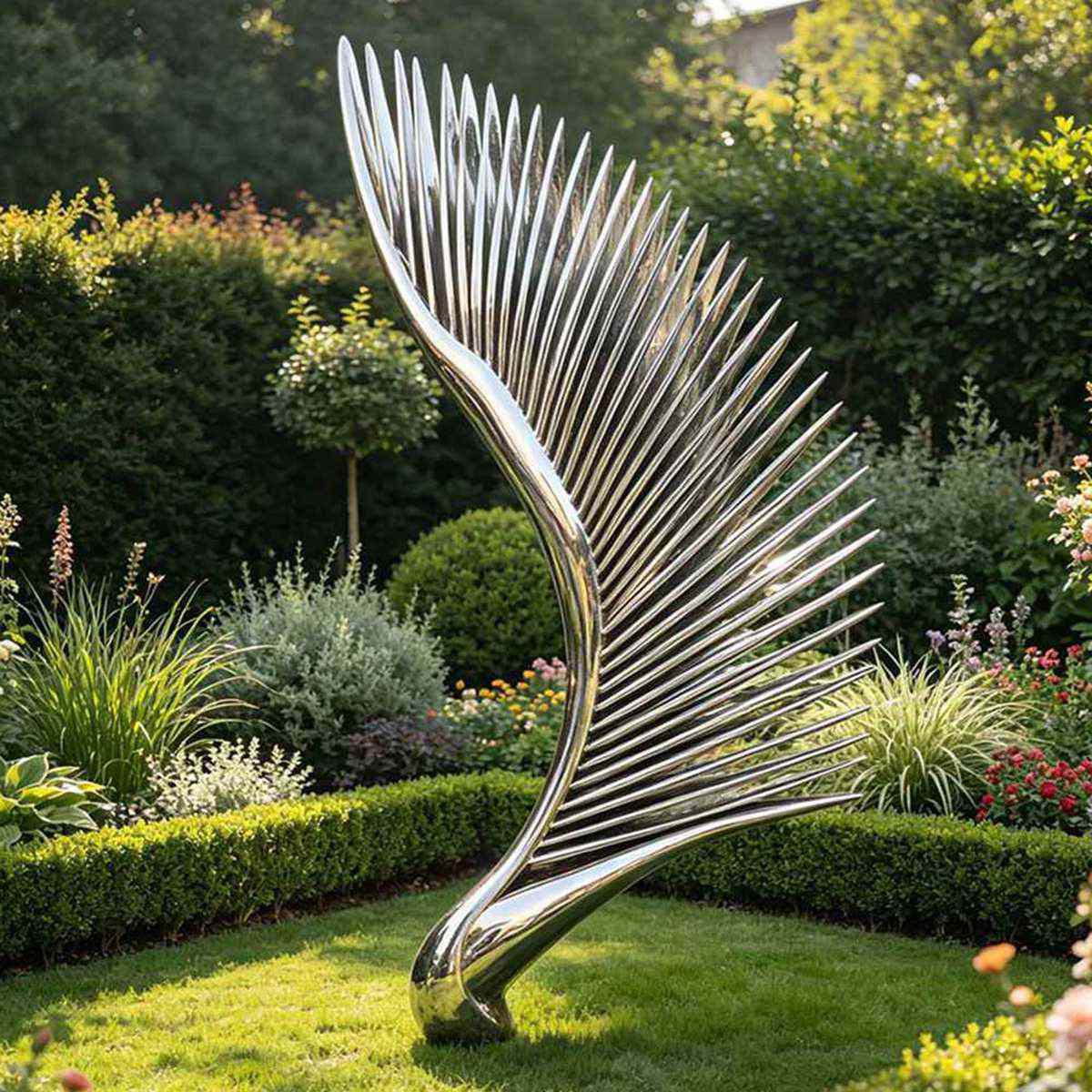 Modern Mirror Polished Wing Sculpture - Stainless Steel Wing Sculptures - 3 Modern Mirror Polished Stainless Steel Wing Sculpture for garden