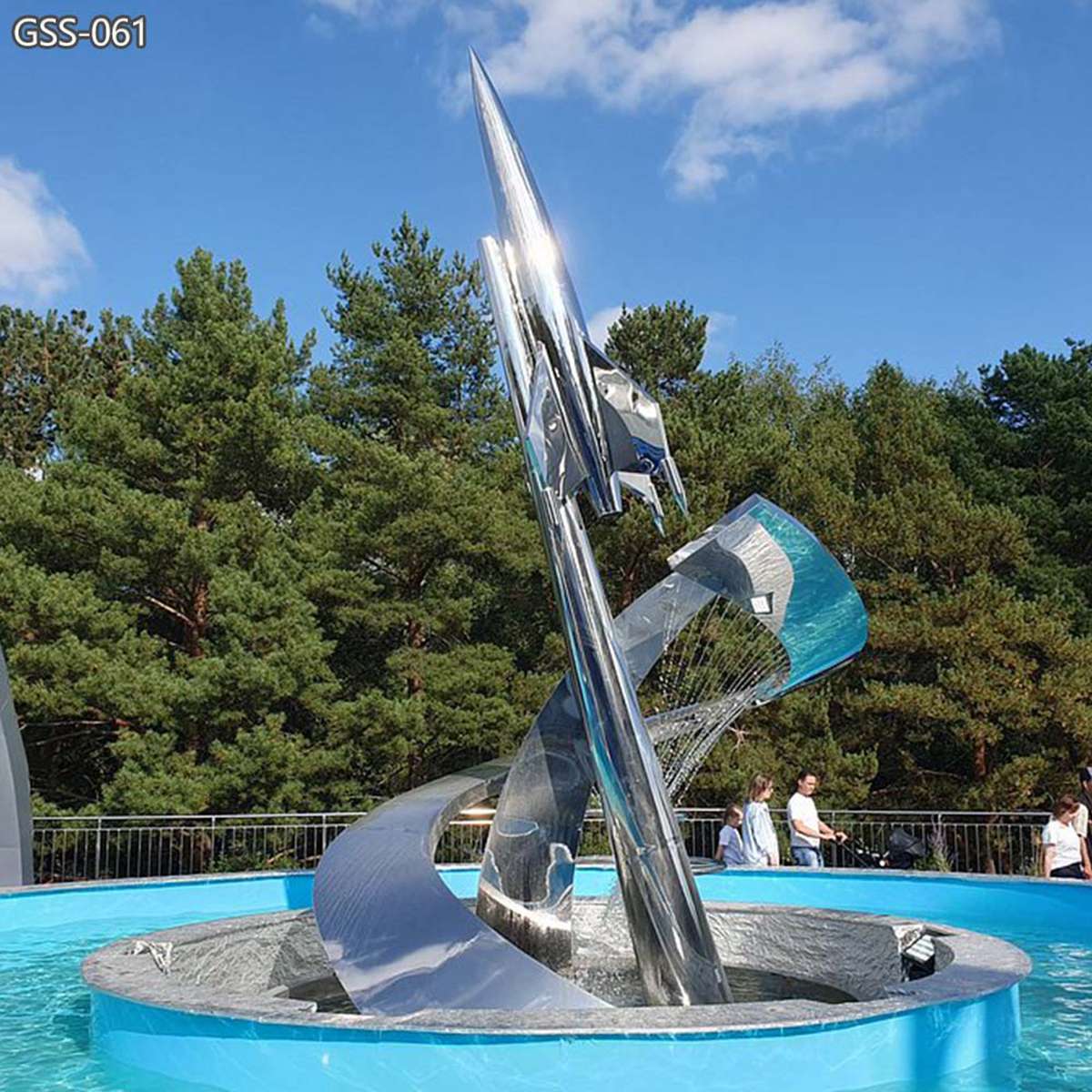 high quality Stainless Steel Airplane Fountain Sculpture