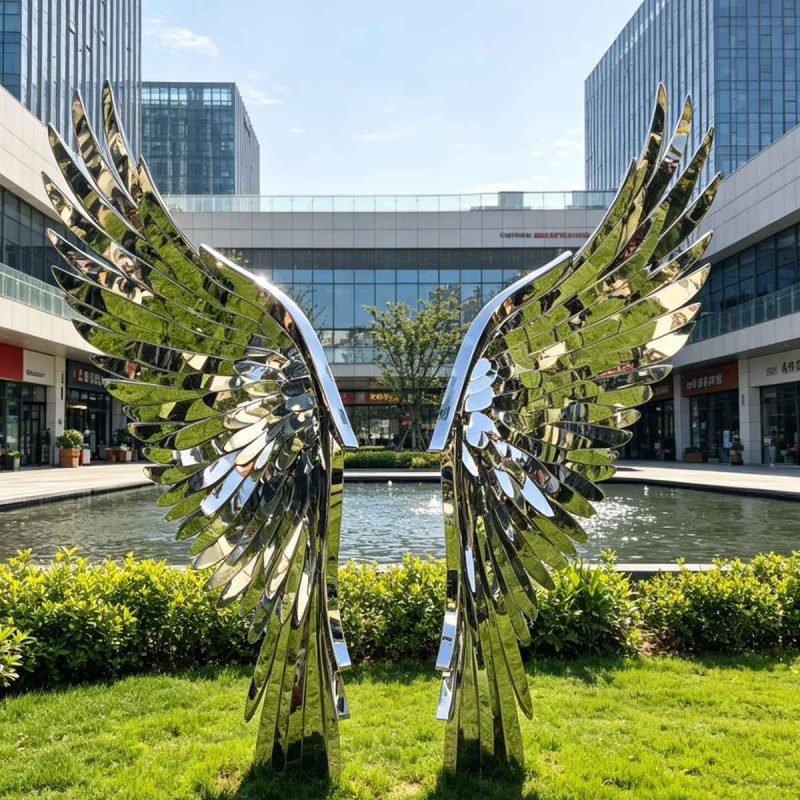 Large Modern Metal Wing Sculpture
