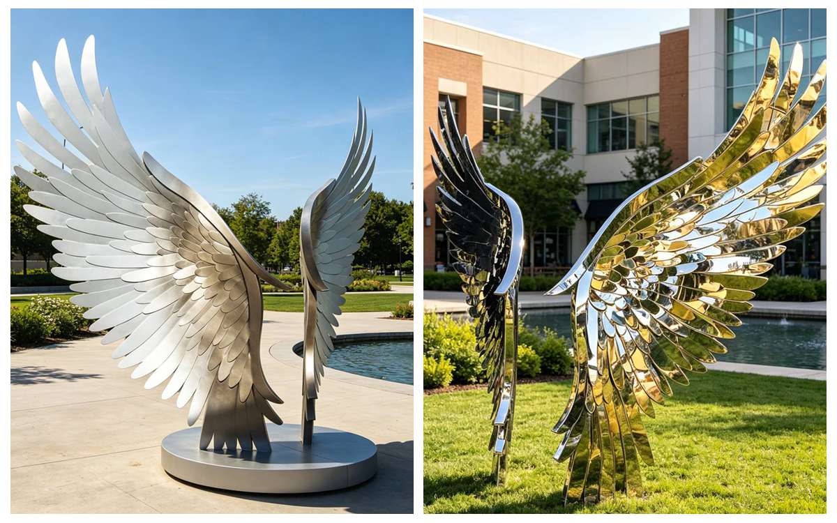 Large Modern Metal Wing Sculpture with different finish