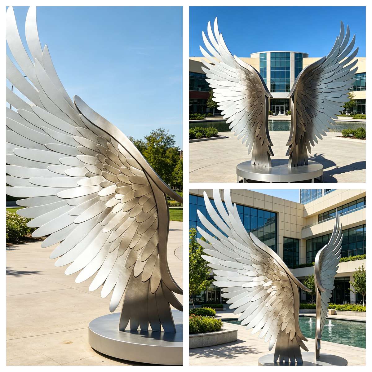 Large Modern Metal Wing Sculpture