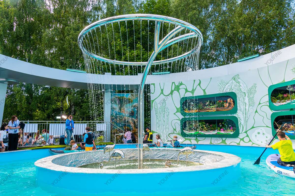 Moscow Public Park Sculpture Project - - 35 Public park stainless steel fountain sculpture