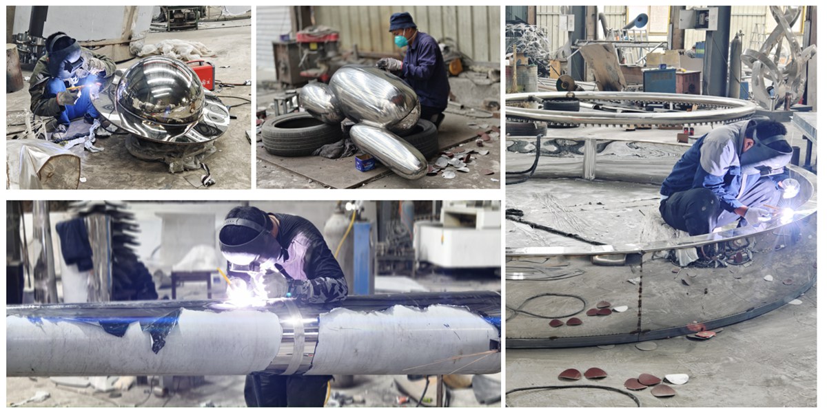 Modern Geometric Whale Fountain Sculpture - Abstract Water Sculpture - 6 produce the sculpture