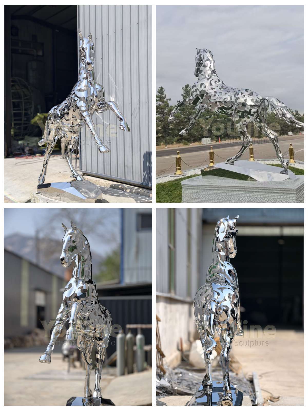 Mirror Metal Horse Sculpture in factory