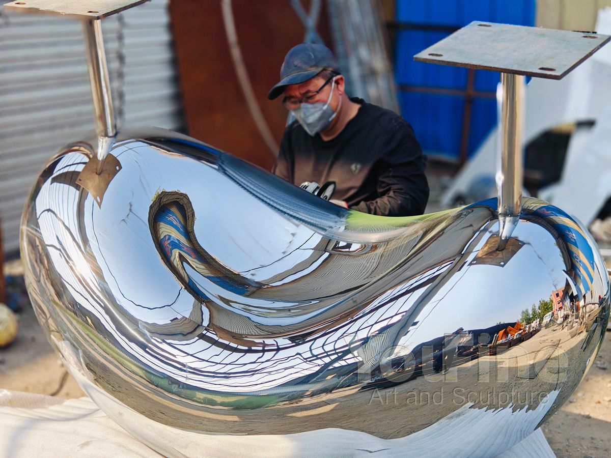 Large Abstract Mirror-Polished Outdoor Sculpture