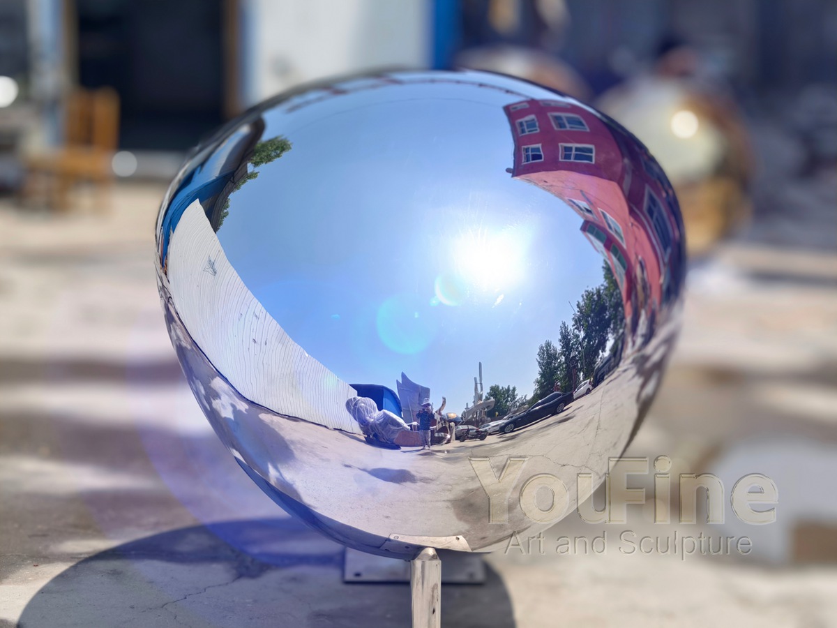 Large Abstract Mirror-Polished Outdoor Sculpture - Garden Metal Sculpture - 5 Large Abstract Mirror-Polished Outdoor Sculpture