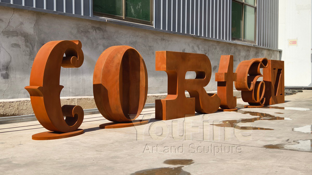 Large Corten Steel Letter CORTEN Sign Sculpture - Corten Steel Sculpture - 2 corten letter sculpture