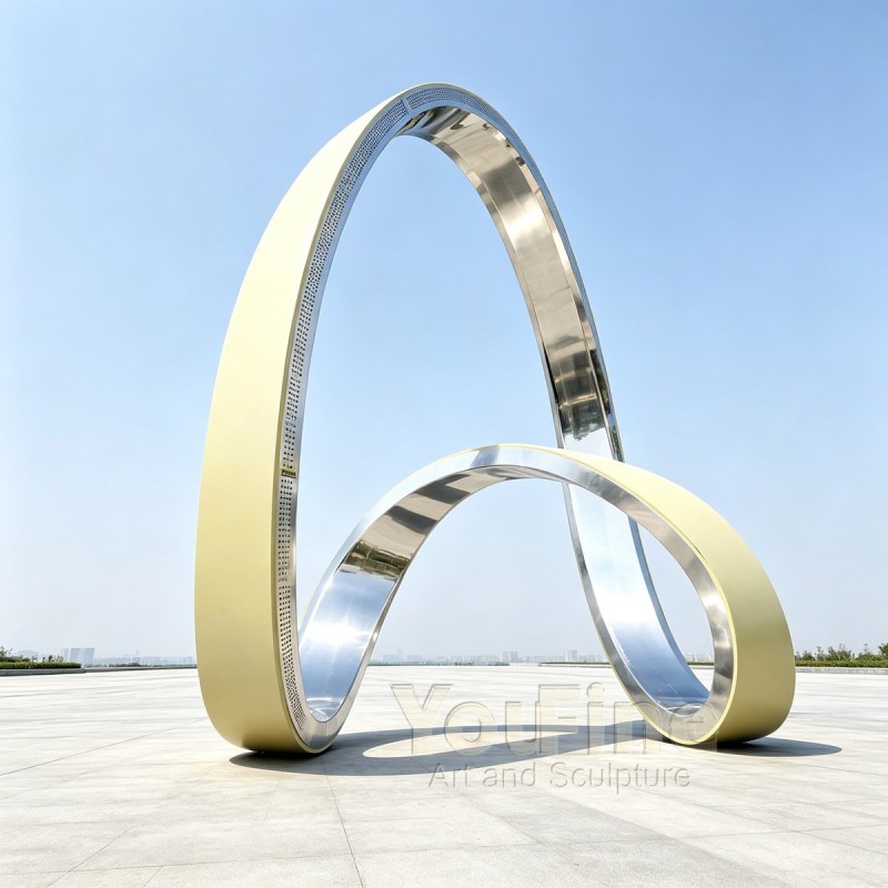 Large Roundabout Abstract Metal Arch Landmark Sculpture