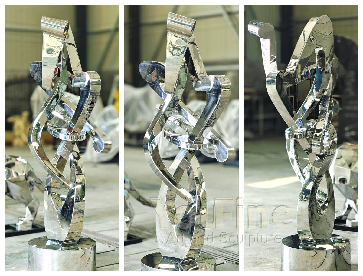 Modern Abstract Stainless Steel Ribbon Sculpture for Luxury Garden - Garden Metal Sculpture - 3 Modern Abstract Stainless Steel Ribbon Sculpture