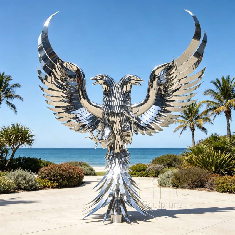 Stainless Steel Double-Headed Eagle Sculpture Stainless Steel Double-Headed Eagle Sculpture