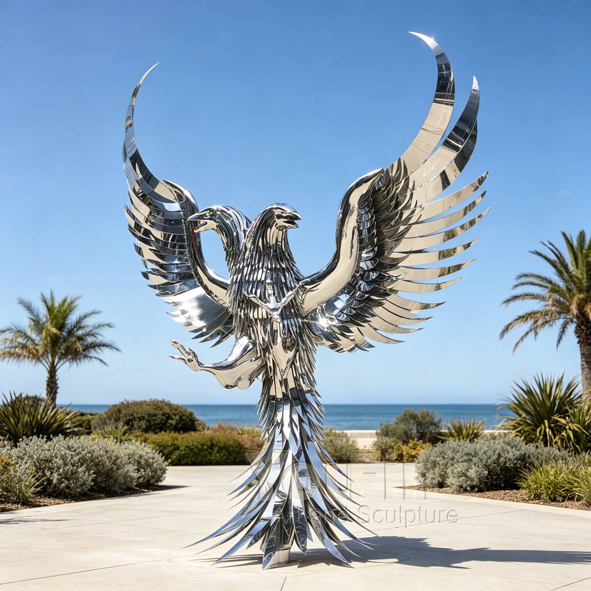 Stainless Steel Double-Headed Eagle Sculpture - Metal Animal Sculpture - 3 Stainless Steel Double-Headed Eagle Sculpture