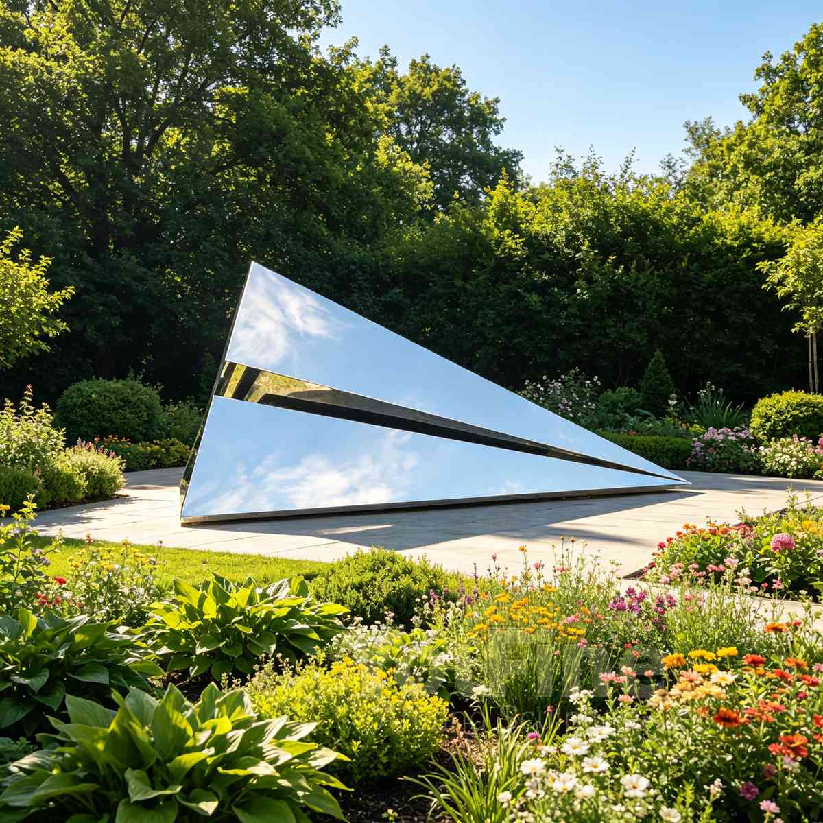 Mirror Polished Stainless Steel Paper Plane Sculpture - Aerospace & Space Sculptures - 2 Mirror Polished Stainless Steel Paper Plane Sculpture for garden